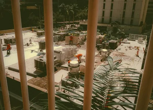 Chantier organisé vu d'en haut